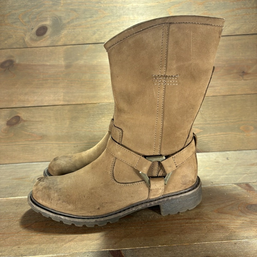 Timberland EK stoddard Womens size 8 shoes Brown Suede Harness Buckle boots